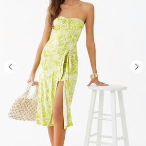 Green Leaf Tube Midi Dress